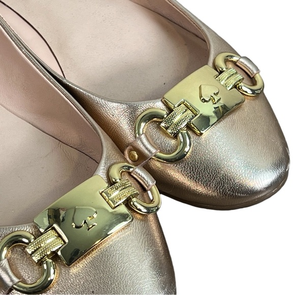 Kate Spade Phoebe Metallic Leather Flats Size 8 | Rose Gold Ballet Flats - Picture 6 of 8